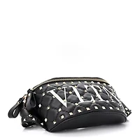 Valentino VALENTINO GARAVANI Lambskin VLTN Rockstud Spike It Belt Bag Black White -FINAL SALE NO RETURNS