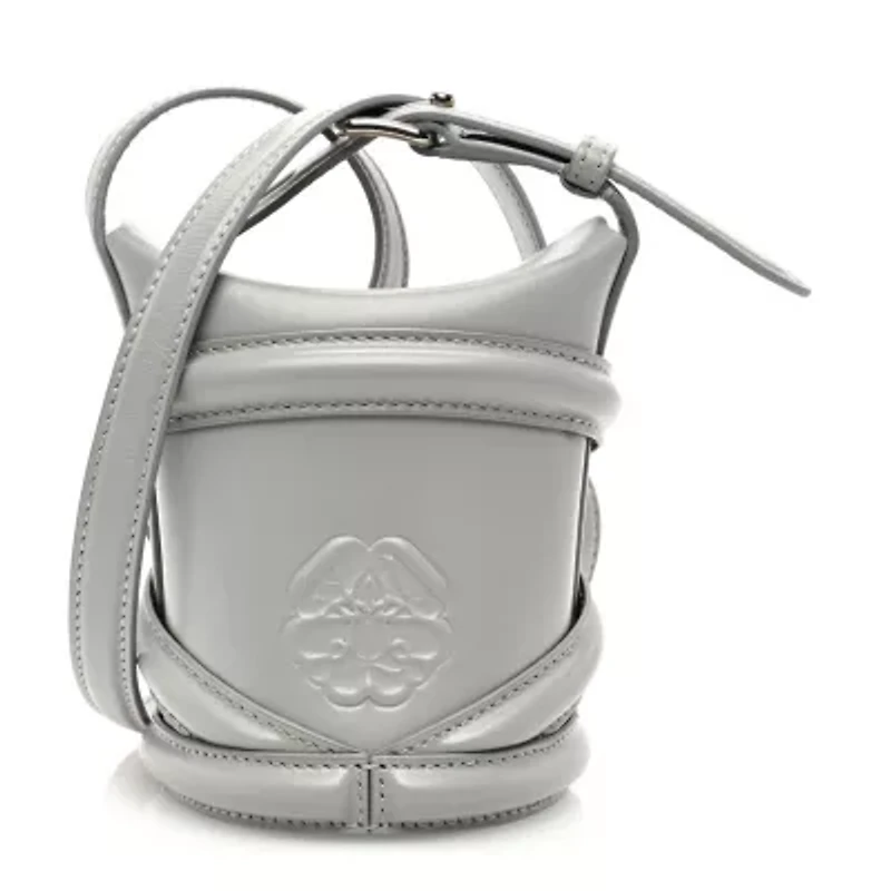 Alexander McQueen Calfskin The Curve Mini Bucket Bag Pale Grey -FINAL SALE NO RETURNS