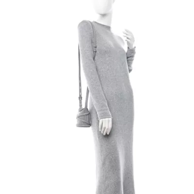 Alexander McQueen Calfskin The Curve Mini Bucket Bag Pale Grey -FINAL SALE NO RETURNS