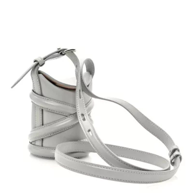 Alexander McQueen Calfskin The Curve Mini Bucket Bag Pale Grey -FINAL SALE NO RETURNS