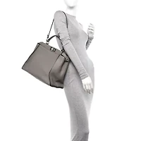 Fendi Vitello Seta Alacantara Peekaboo Iconic Satchel -FINAL SALE NO RETURNS