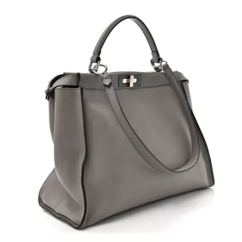 Fendi Vitello Seta Alacantara Peekaboo Iconic Satchel -FINAL SALE NO RETURNS
