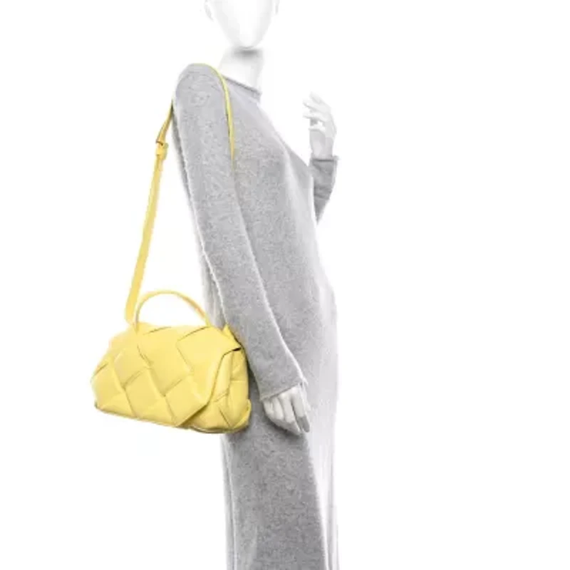 Bottega Veneta Nappa Intreccio Padded Top Handle Shoulder Bag Sherbert -FINAL SALE NO RETURNS