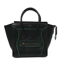 Celine Smooth Calfskin Micro Luggage Black Green -FINAL SALE NO RETURNS