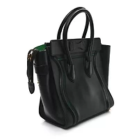 Celine Smooth Calfskin Micro Luggage Black Green -FINAL SALE NO RETURNS