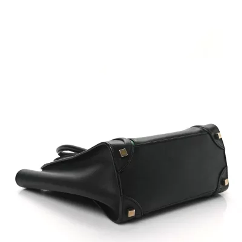 Celine Smooth Calfskin Micro Luggage Black Green -FINAL SALE NO RETURNS