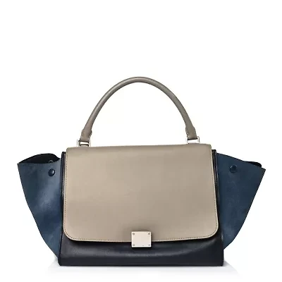 Celine Calfskin Suede Medium Tri-color Trapeze Sand -FINAL SALE NO RETURNS