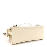 Balenciaga Semi Shiny Calfskin Crocodile Embossed Neo Classic Silver Hardware Mini City White -FINAL SALE NO RETURNS