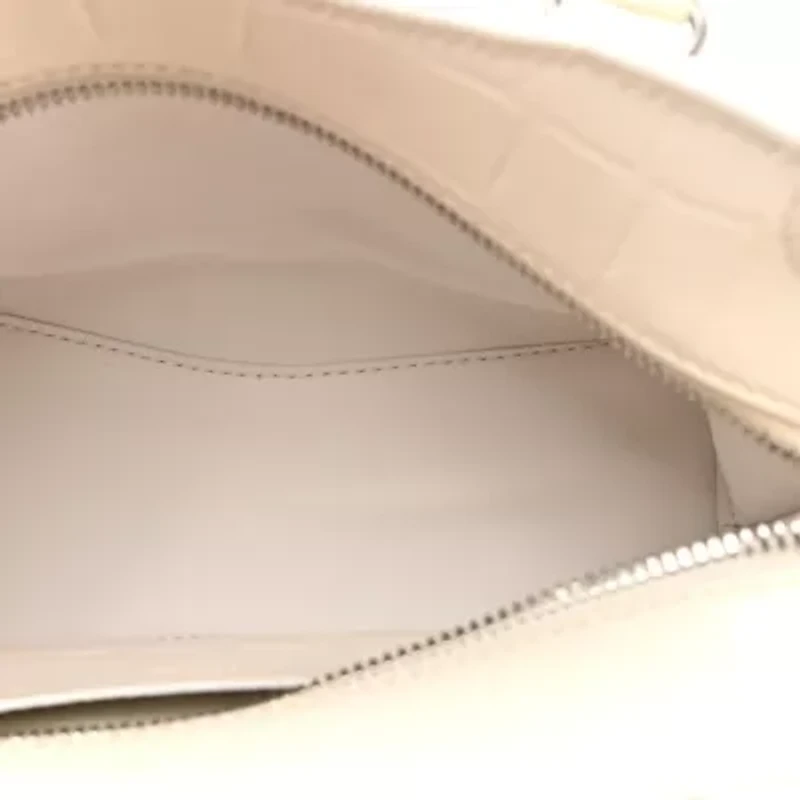 Balenciaga Semi Shiny Calfskin Crocodile Embossed Neo Classic Silver Hardware Mini City White -FINAL SALE NO RETURNS