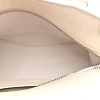 Balenciaga Semi Shiny Calfskin Crocodile Embossed Neo Classic Silver Hardware Mini City White -FINAL SALE NO RETURNS