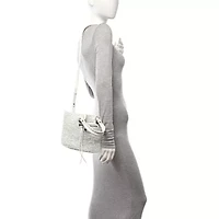 Balenciaga Nylon Raffia Le Cagole Small Panier Tote Optic White -FINAL SALE NO RETURNS