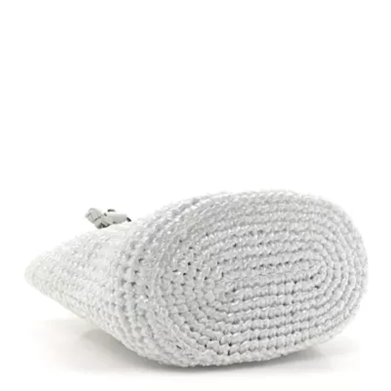 Balenciaga Nylon Raffia Le Cagole Small Panier Tote Optic White -FINAL SALE NO RETURNS