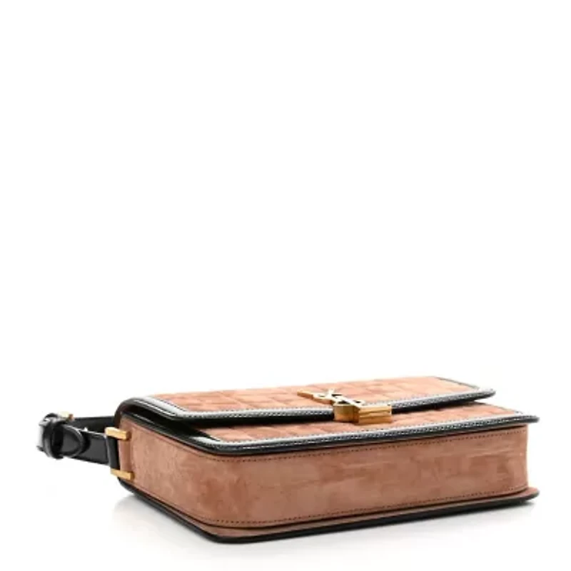 Saint Laurent Quilted Suede Spazzolato Medium Solferino Shoulder Bag Pink Black -FINAL SALE NO RETURNS