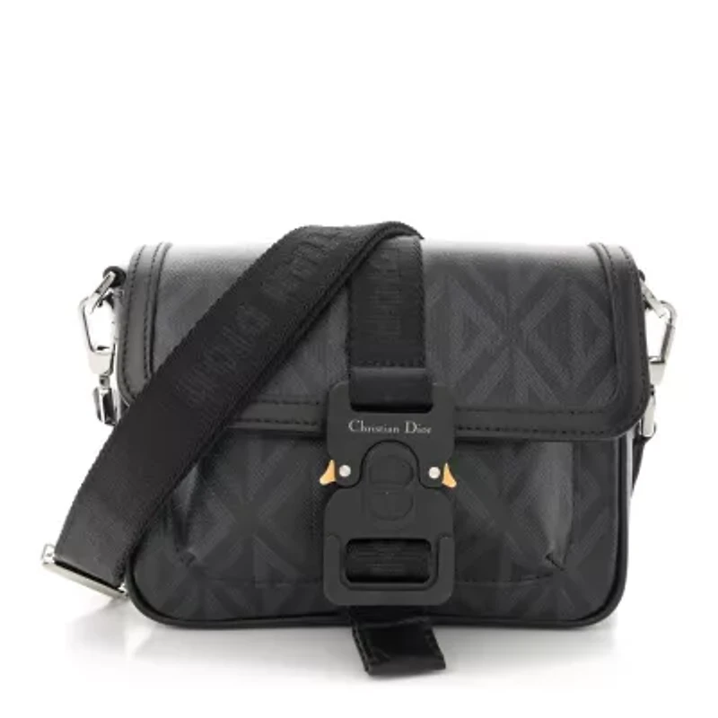 Dior Coated Canvas CD Diamond Mini Hit The Road Bag Black -FINAL SALE NO RETURNS