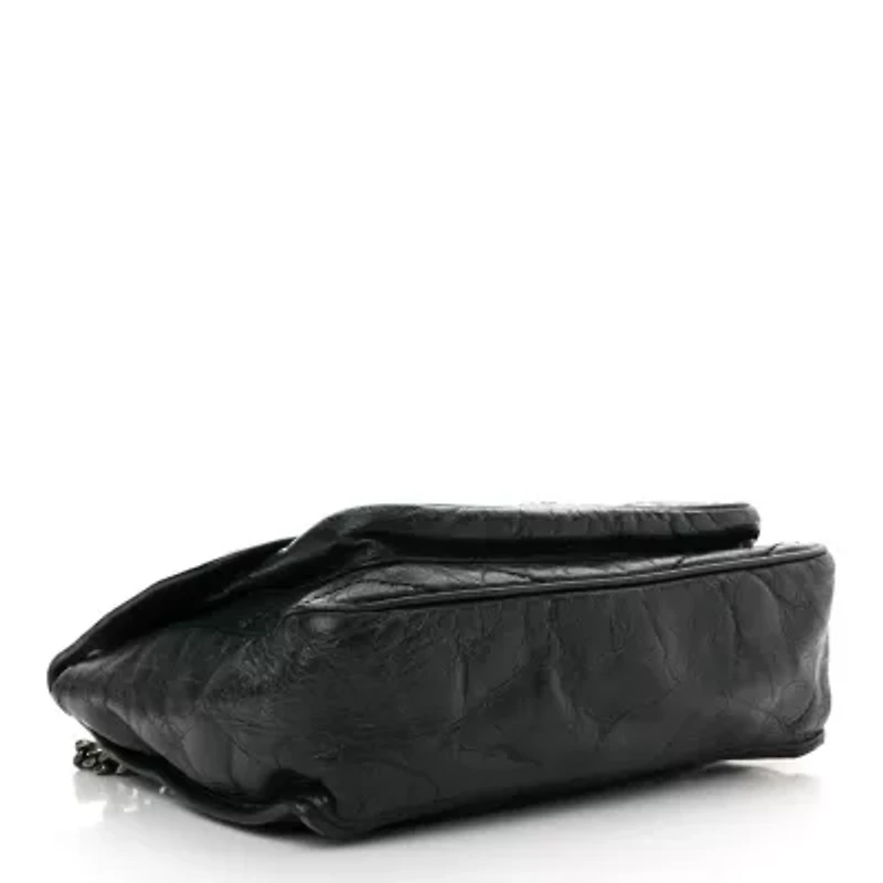 Saint Laurent Crinkled Calfskin Matelasse Monogram Medium Niki Chain Satchel Asphalt -FINAL SALE NO RETURNS