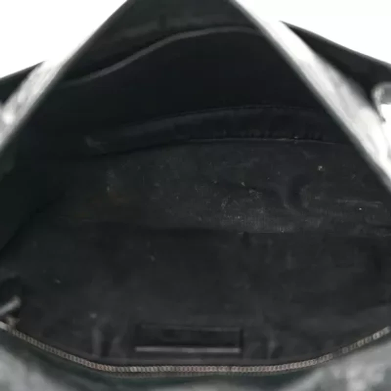 Saint Laurent Crinkled Calfskin Matelasse Monogram Medium Niki Chain Satchel Asphalt -FINAL SALE NO RETURNS