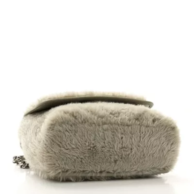 Saint Laurent Calfskin Shearling Monogram Medium Niki Chain Satchel Grey -FINAL SALE NO RETURNS