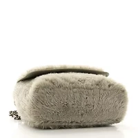 Saint Laurent Calfskin Shearling Monogram Medium Niki Chain Satchel Grey -FINAL SALE NO RETURNS