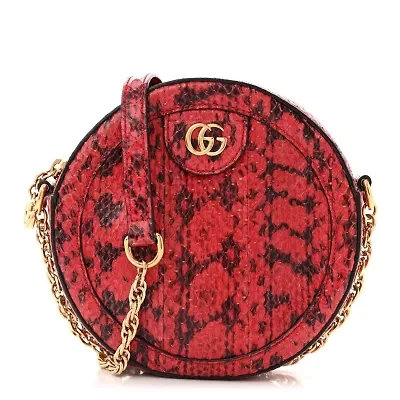 Gucci Snakeskin GG Ophidia Round Crossbody Bag Red -FINAL SALE NO RETURNS