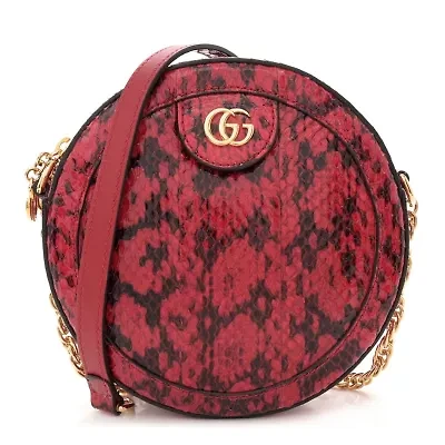 Gucci Snakeskin GG Ophidia Round Crossbody Bag Red -FINAL SALE NO RETURNS