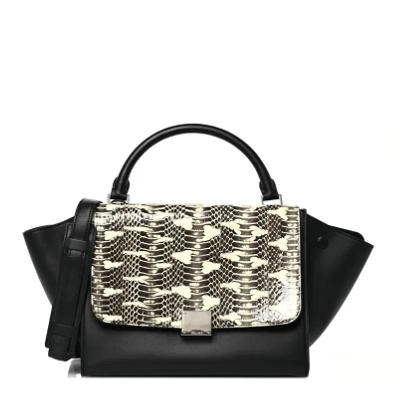 Celine Snakeskin Medium Trapeze Black White -FINAL SALE NO RETURNS