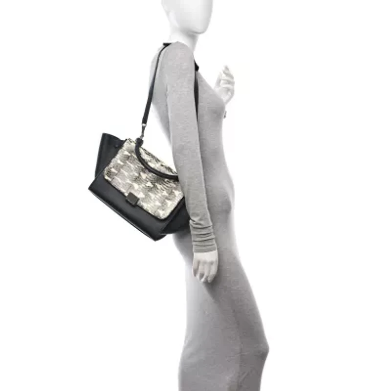 Celine Snakeskin Medium Trapeze Black White -FINAL SALE NO RETURNS