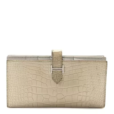 Hermes Matte Alligator Bearn Wallet Beton -FINAL SALE NO RETURNS
