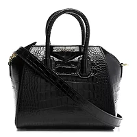 Givenchy Calfskin Crocodile Embossed Mini Antigona Black -FINAL SALE NO RETURNS