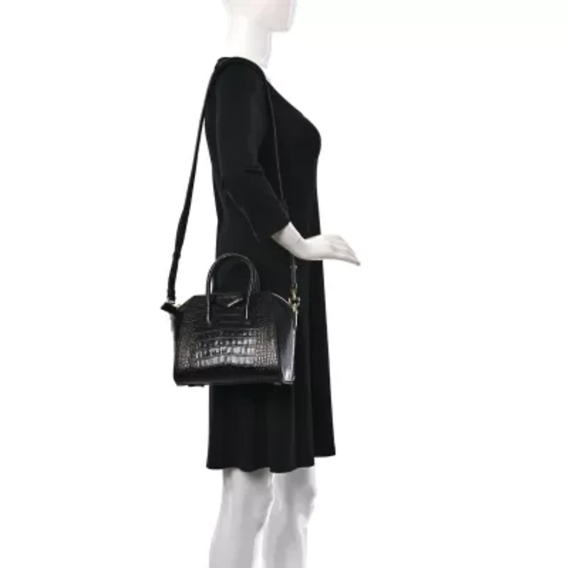 Givenchy Calfskin Crocodile Embossed Mini Antigona Black -FINAL SALE NO RETURNS