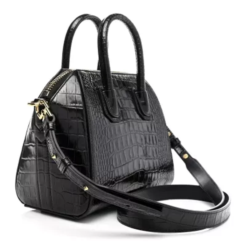 Givenchy Calfskin Crocodile Embossed Mini Antigona Black -FINAL SALE NO RETURNS