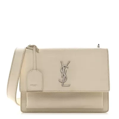 Saint Laurent Calfskin Medium Monogram Sunset Dove White -FINAL SALE NO RETURNS