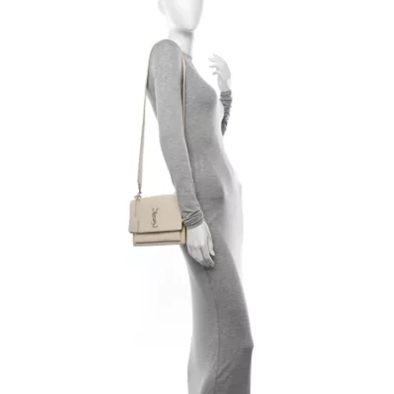 Saint Laurent Calfskin Medium Monogram Sunset Dove White -FINAL SALE NO RETURNS