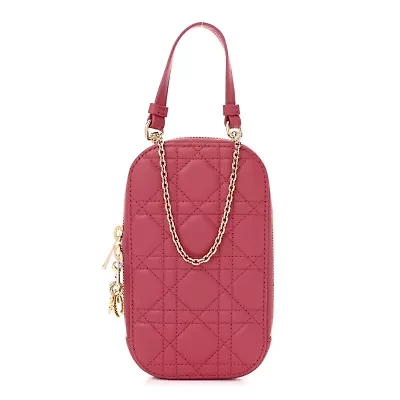 Dior Lady Dior Phone Crossbody Holder Cannage -FINAL SALE NO RETURNS
