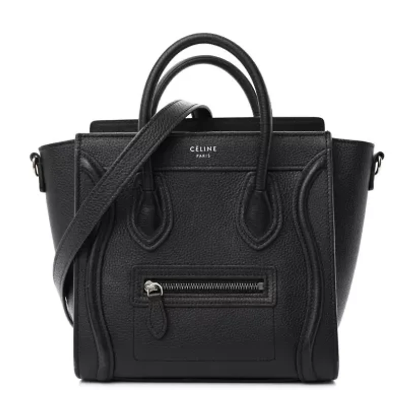 Celine Drummed Calfskin Micro Luggage Black -FINAL SALE NO RETURNS