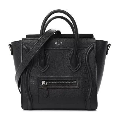 Celine Drummed Calfskin Micro Luggage Black -FINAL SALE NO RETURNS