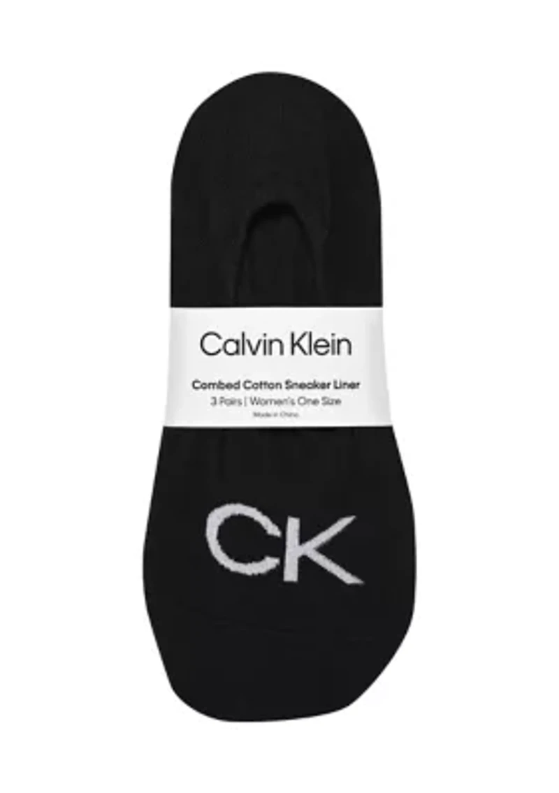 3-Pack of Cotton-Blend Liner Socks
