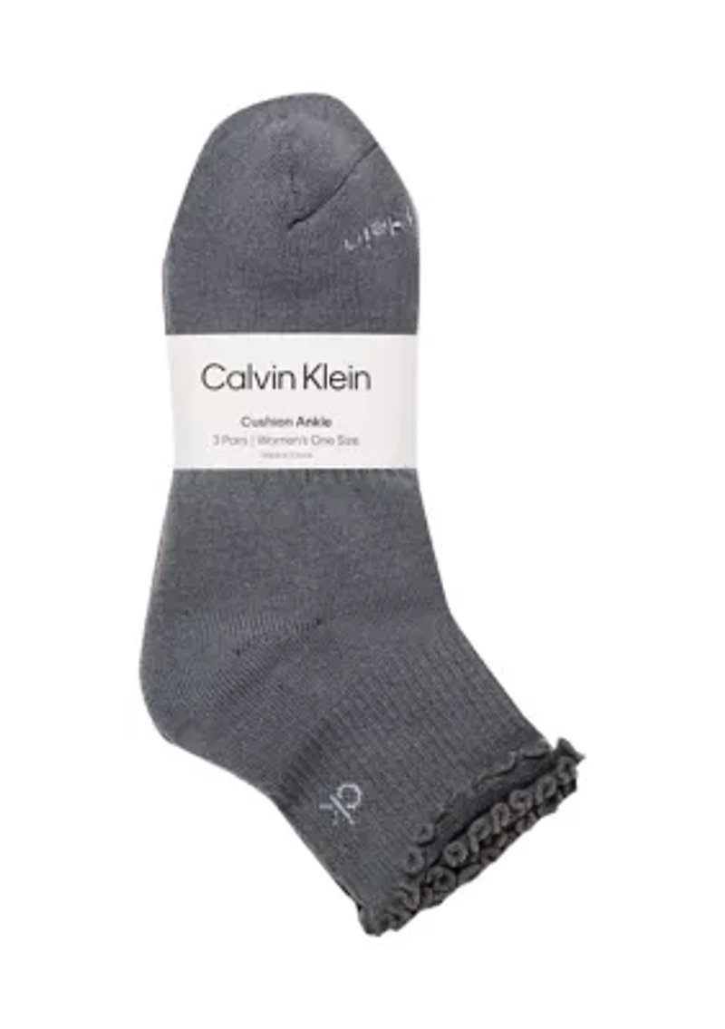 Cushion Ruffle Quarter Socks - 3 Pack