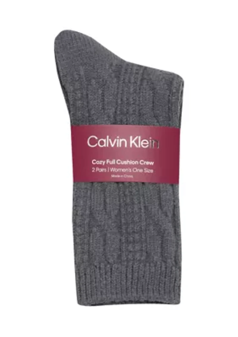 Plush Cable Knit Crew Socks