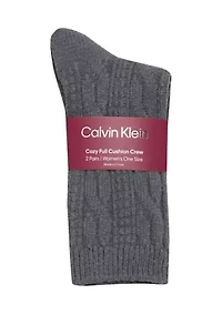 Plush Cable Knit Crew Socks