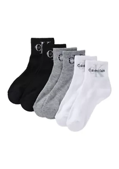Women's Set of 3 1/2 Terry Athletic Quarter Socks