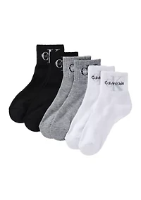 Women's Set of 3 1/2 Terry Athletic Quarter Socks
