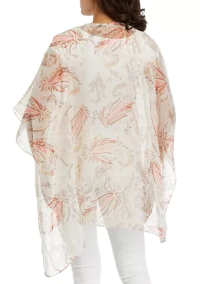 Women's Printed Lurex Ruana