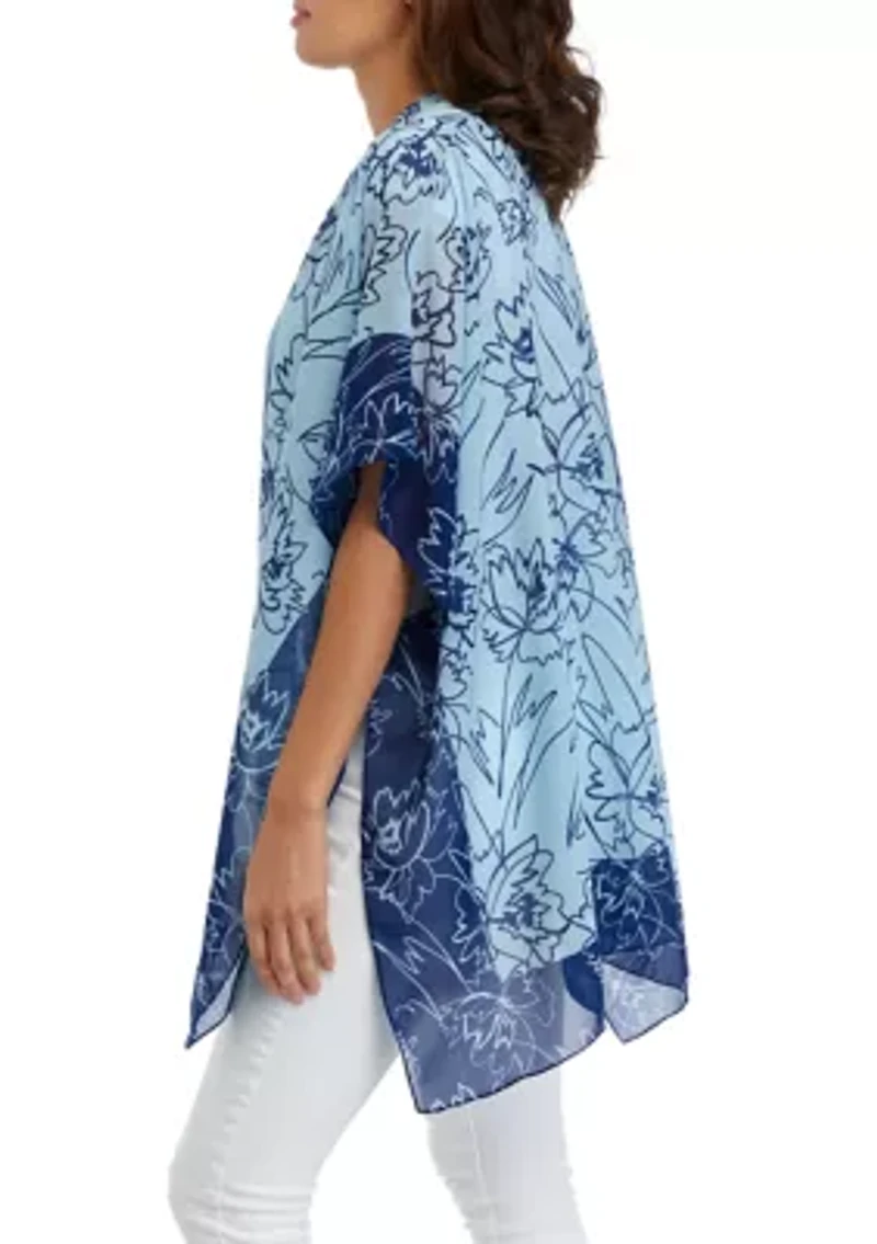 Women's Sketched Floral Ruana