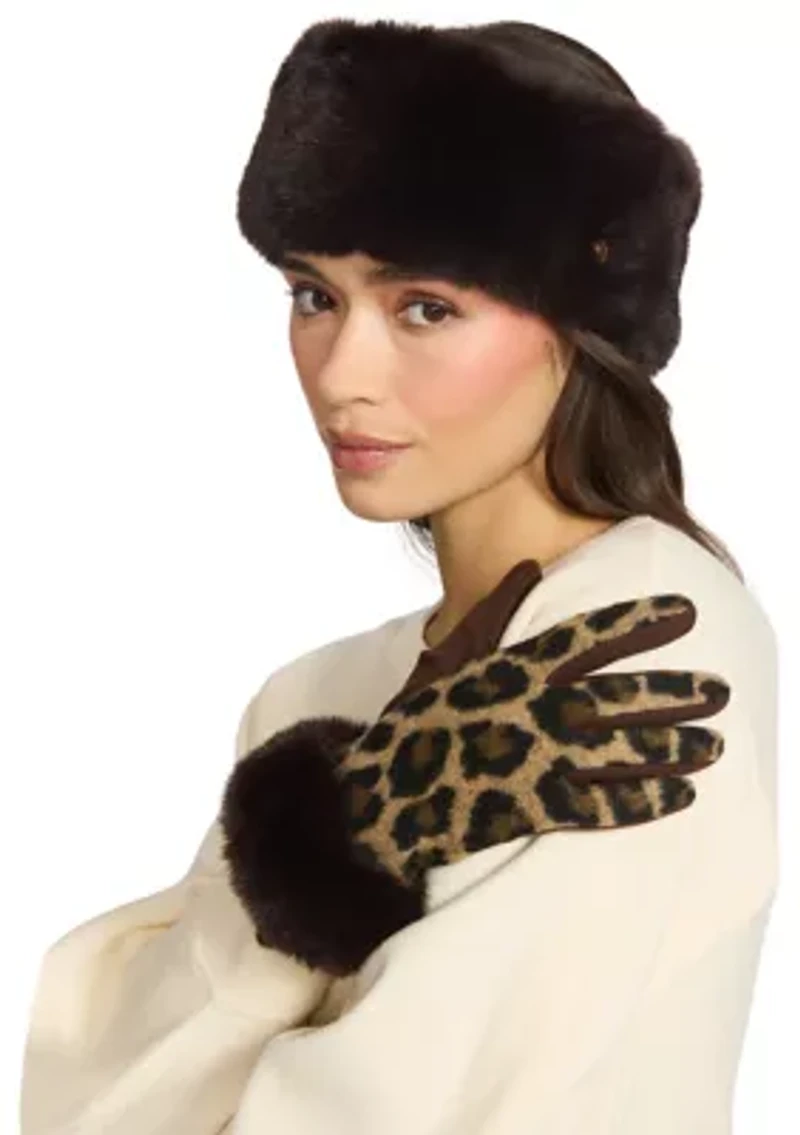 Faux Fur Headband and Glove Set
