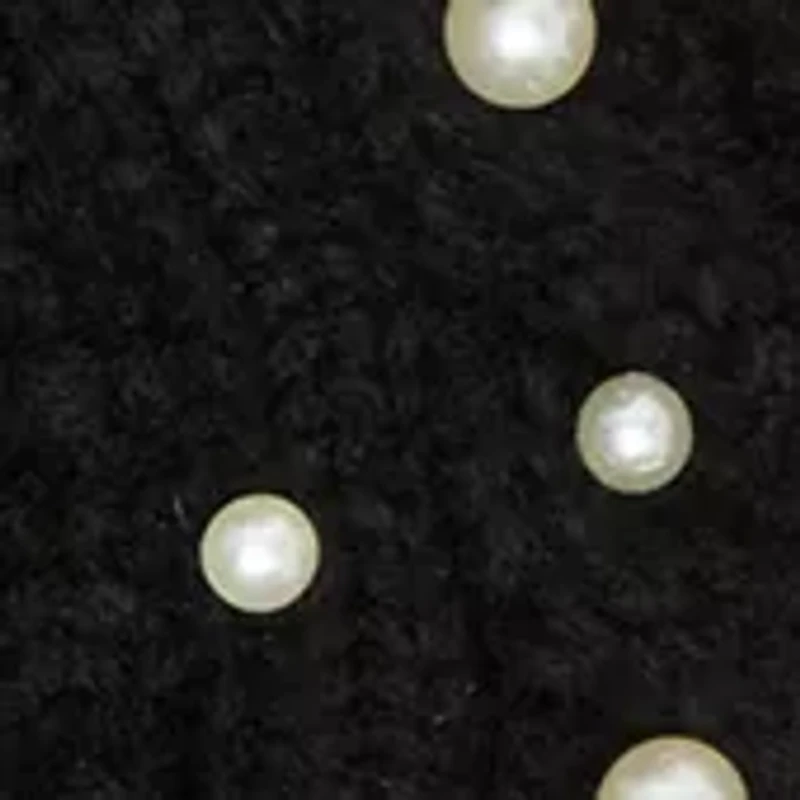 Mixed Cable Pearl Beanie and Glove Set