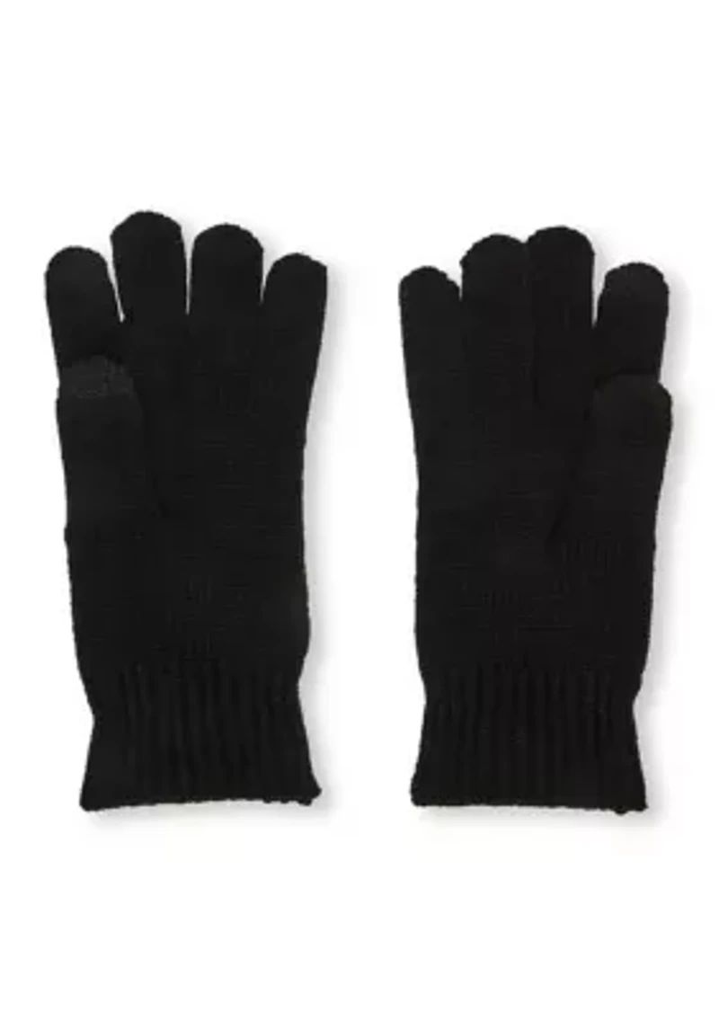 Mixed Cable Pearl Beanie and Glove Set