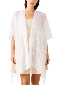 Trailing Floral Embroidery Ruana Wrap