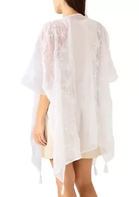 Trailing Floral Embroidery Ruana Wrap