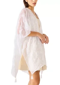 Trailing Floral Embroidery Ruana Wrap