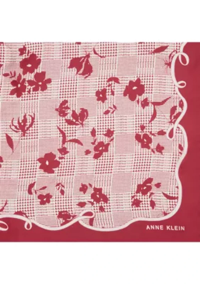 Houndstooth Floral Printed Square Scarf